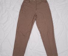 Ann Taylor LOFT Brown Green Checked Plaid Straight Leg Trousers 8UK/36EU