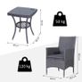 3PC Rattan Bistro Set 2 Armchair Glass Top Coffee Table Wicker Weave Furniture for Garden Outdoor Balcony Patio Image 2