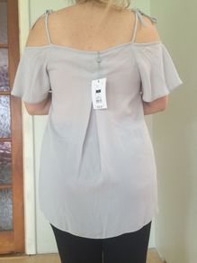 SAVIDA grey cherry tie cami blouse, NEW, size 10