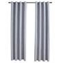 Blackout Curtains with Metal Rings 2 pcs Grey 140x175 cm Image 2