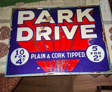 Beautiful Modern Large Heavy Resin Park Drive Cigaretts Advertising Sign, featuring classic 1920s graphics