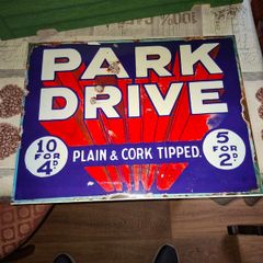 Beautiful Modern Large Heavy Resin Park Drive Cigaretts Advertising Sign, featuring classic 1920s graphics
