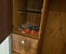 Vintage Wooden Wardrobe / Armoire with Mirror, Drawers & Decorative Knobs