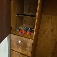 Vintage Wooden Wardrobe / Armoire with Mirror, Drawers & Decorative Knobs