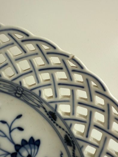 KPM Berlin. Antique Blue & White Reticulated Porcelain Plate. Royal Porcelain Manufactory