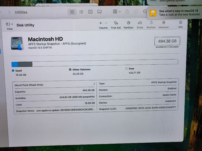 2020 MacBook Pro 13-inch M1 (A2338) 16GB RAM 500GB SSD Space Gray macOS Sequoia 15.5 , Battery Cycle: 370 (Was MDM Framework)