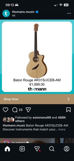 Baton Rouge left handed Acoustic guitar