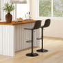 2-Pack Bar Stools, Faux Leather Swivel Bar Chairs with Backrest and Footrest, Metal Base, Black Image 4