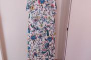 White floral peacock cold shoulders maxi dress size UK10 EU38 Postage included