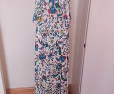 White floral peacock cold shoulders maxi dress size UK10 EU38 Postage included