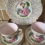 1930's Delphine Bone China 15 Puece Teaset with pale pink inside Image 4