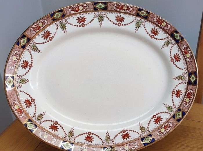 Vintage Arklow Pottery Oval Serving Platter: Alton Design, Gold Trim