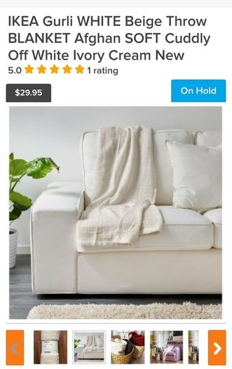 Brand Ikea Gurli Throw- Colour - White  & Beige - Size - 180cm x 120cm
