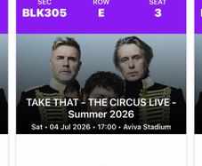 Take That premium tickets saturday