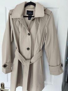Hooded trench coat, stone/beige size 16/18