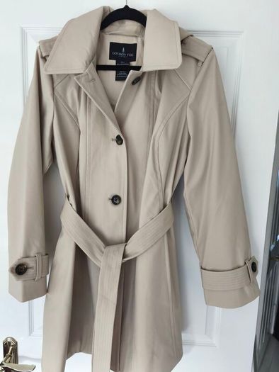 Hooded trench coat, stone/beige size 16/18