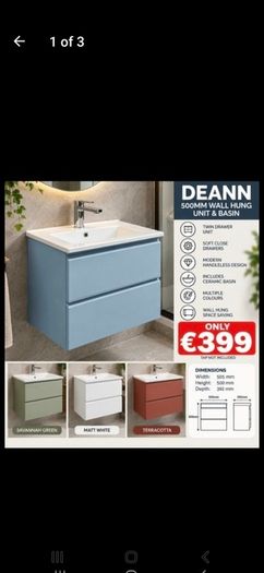 Deann 500 wall hung unit multiple colours