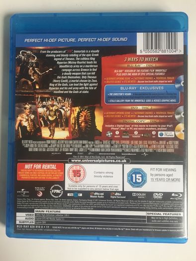 Immortals [2011] Henry Cavill, Stephen Dorff, Luke Evans, John Hurt, Isabel Lucas & Mickey Rourke [Blu-ray Movie]