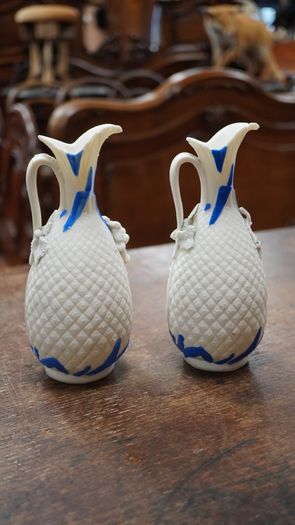 Pair of Victorian Parian Ware Ewers