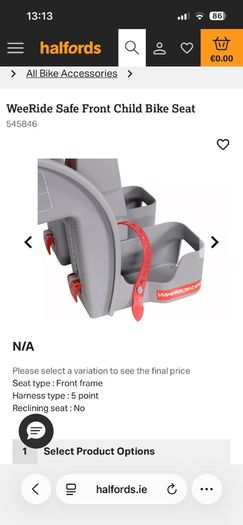 Centre Mounted Child Bike Seat Weeride
