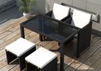 5 Piece Outdoor Dining Set with Cushions Poly Rattan Black