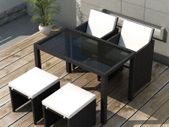 5 Piece Outdoor Dining Set with Cushions Poly Rattan Black