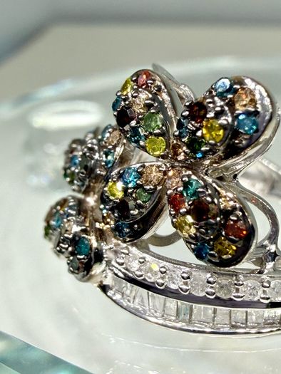 Diamond Designer-Inspired Multi-Color Diamond Floral Ring