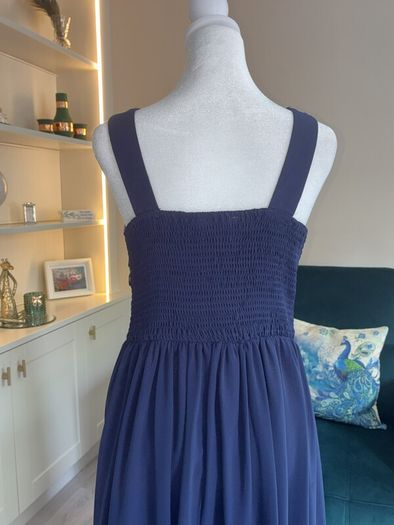 Navy and Silver Sequin Long Dress Size UK 14 / EU 42