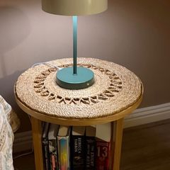 two oak bedside tables
