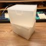 2 Large Frosted Plastic Storage Boxes with Hinged Lids Image 2