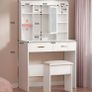 Dressing Table with Mirror and Stool: Vanity-Desk with Mirror and Drawers - Makeup Desk with Jewellery Storage, 3 Color Light & Brightness Adjustable for Bedroom Image 7