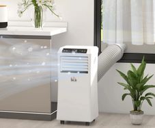 10000 BTU Air Conditioning Unit, 3-in-1 Portable Air Conditioner, Dehumidifier, Cooling Fan with Remote Control, Digital Display, 2 Speeds, 24H Timer, Window Venting Kit, 18m