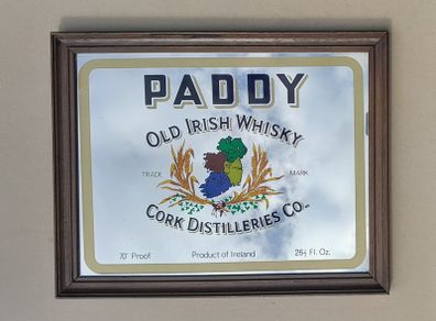Vintage Paddy Whisky Mirror Home Bar