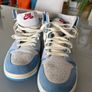 PRICE DROP! BARGAIN! UK Size 7.5 (but closer to an eight) and EUR 42 Air Jordan 1 Zoom CMFT 2 High White Phantom University Blue. As photos demonstrate, these are hardly worn, have no marks and are virtually as new. Image 6