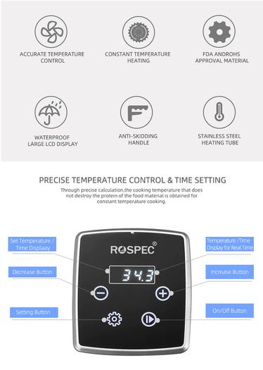 IPX7 1100W Sous Vide Cooker Immersion Circulator Accurate Cooking With LED Digital Display With 5 Vacuum Sealing Bags