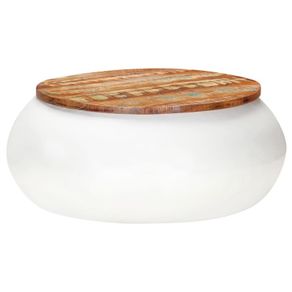 Coffee Table White 68x68x30 cm Solid Reclaimed Wood
