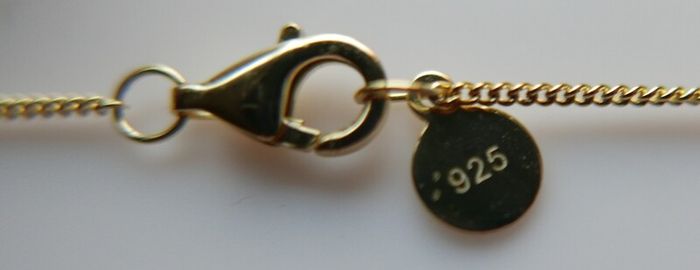 Vintage Sterling Silver 925 Gold Plated Moon Pendant Necklace length 20" - 6,1g
