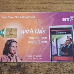 UK BT 2 GBP Phonecard "New BT Phonecard, Girl at Phone", used, 1996, No. 3 of 6 - free standard postage