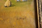 Vintage Framed Oil Painting - Traditional Irish Thatched Cottage Scene