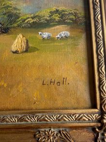 Vintage Framed Oil Painting - Traditional Irish Thatched Cottage Scene