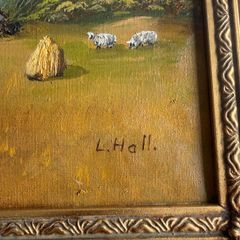 Vintage Framed Oil Painting - Traditional Irish Thatched Cottage Scene