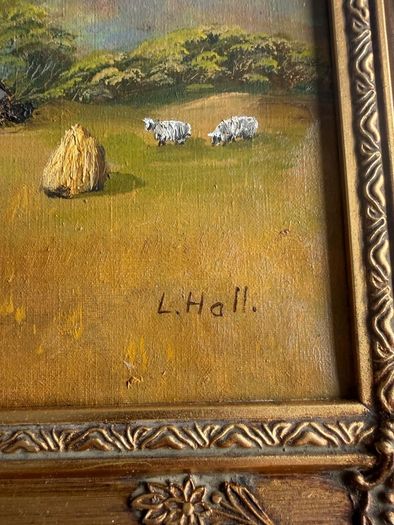 Vintage Framed Oil Painting - Traditional Irish Thatched Cottage Scene