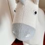 Crochet Plush Pony, Friendship Fabric with Hypoallergenic Cotton Wool, Foam Filling and Wood Texture, Crochet Pony White and Grey Image 5