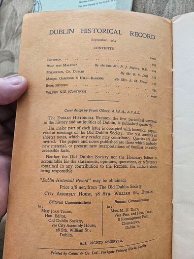 Dublin Historical Records X 4. By The Old Dublin Society. First Edition Paperback In Good Condition.  See Photos For Same.