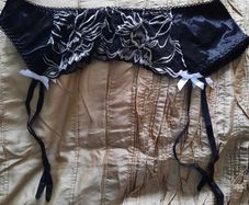 Black and white suspender belt