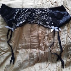 Black and white suspender belt