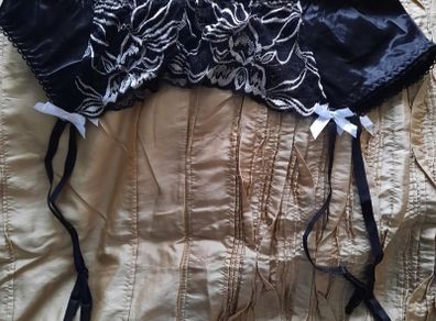 Black and white suspender belt