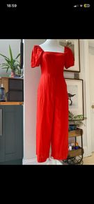 & Other Stories red linen jumpsuit