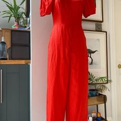 & Other Stories red linen jumpsuit