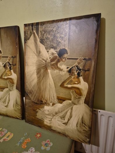 Rare find. Vintage Couple of Large Ballerinas Scene. Ballet Art.